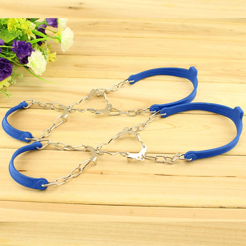 6 zobu ziemas ledus nagi, pretslīdēšanas alpīnisma skavas Unisex sniega spīļu apavu pārsegi āra ķēdes apavu tapas