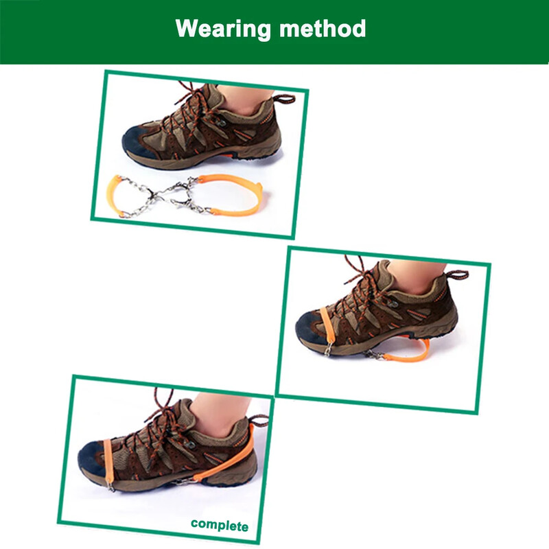 6 zobu ziemas ledus nagi, pretslīdēšanas alpīnisma skavas Unisex sniega spīļu apavu pārsegi āra ķēdes apavu tapas