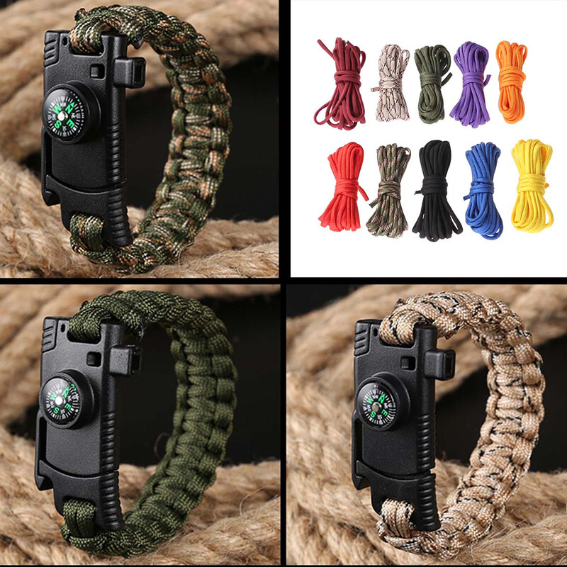 10 gab Paracord izpletņa aukla, 10 mm kempinga rokas ķēde, pārgājienu serdeņa pinums, 10 krāsu kāpšanai, kempinga sprādzes aproce