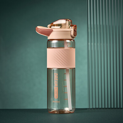 800 ml sporta ūdens pudele ar salmu pretkarstošu silikona uzmavu, necaurlaidīgu un izturīga sporta zāles fitnesa āra sporta dzeramā pudele