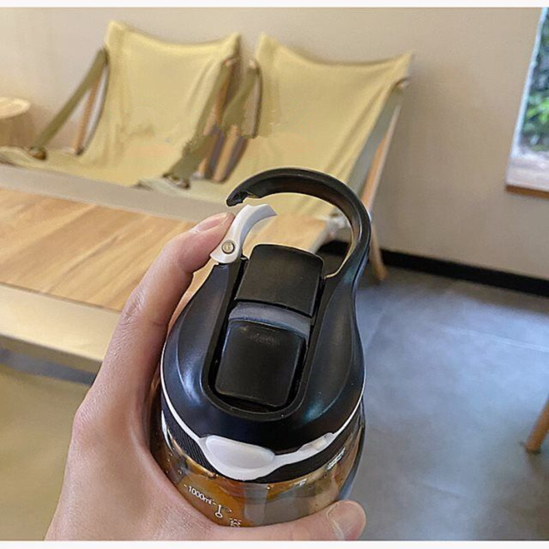 1 L pārnēsājamas lielas ietilpības ūdens pudeles Sporta ūdens pudeles ar salmiem Vīriešiem Sieviešu Tritan materiāls BPA bez maksas sporta zāles kempinga ekskursijai