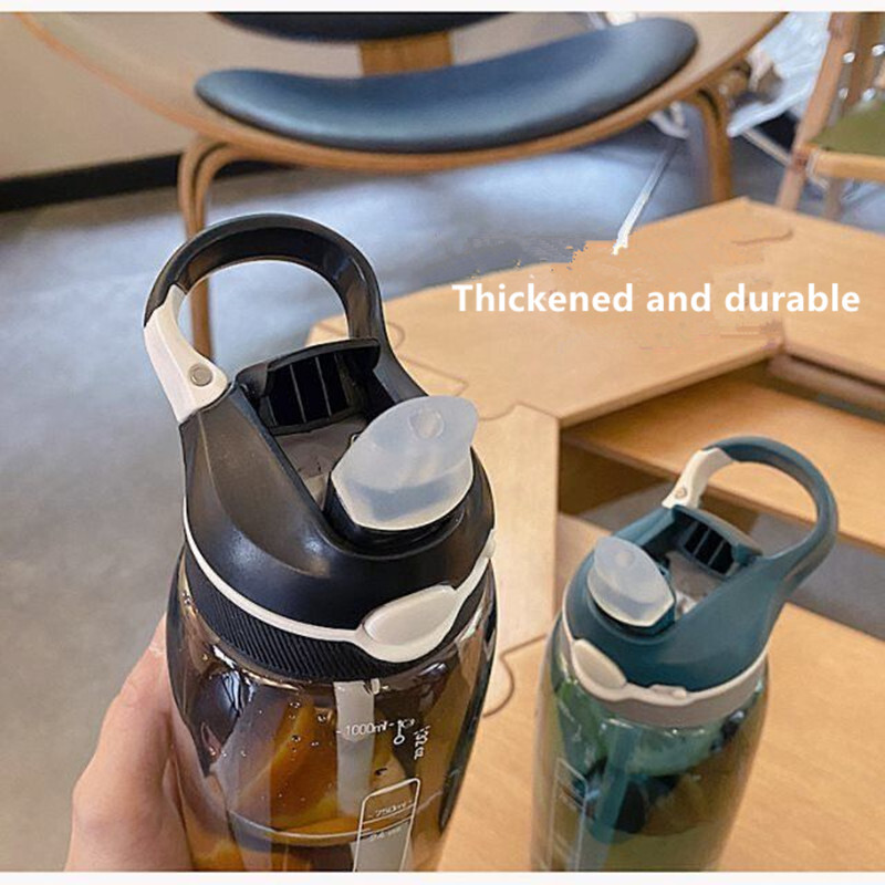 1 L pārnēsājamas lielas ietilpības ūdens pudeles Sporta ūdens pudeles ar salmiem Vīriešiem Sieviešu Tritan materiāls BPA bez maksas sporta zāles kempinga ekskursijai