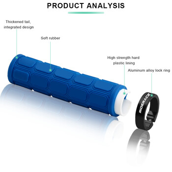 RIDERACE Дръжки на кормилото за планински велосипед Заключване на MTB капак на дръжката на велосипед Гумени удароустойчиви неплъзгащи се ергономични ръкохватки за колоездене