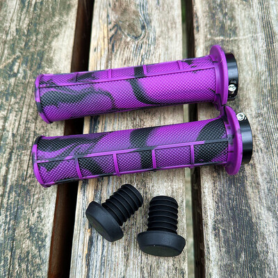 Universāls jauktu krāsu velosipēda rokturis, viena sānu slēdzene, gumija, neslīdoša, mīksta triecienu absorbējoša kalnu velosipēda roktura roktura riteņbraukšanas daļas