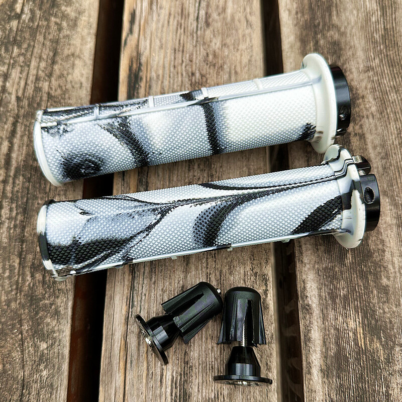 Universāls jauktu krāsu velosipēda rokturis, viena sānu slēdzene, gumija, neslīdoša, mīksta triecienu absorbējoša kalnu velosipēda roktura roktura riteņbraukšanas daļas