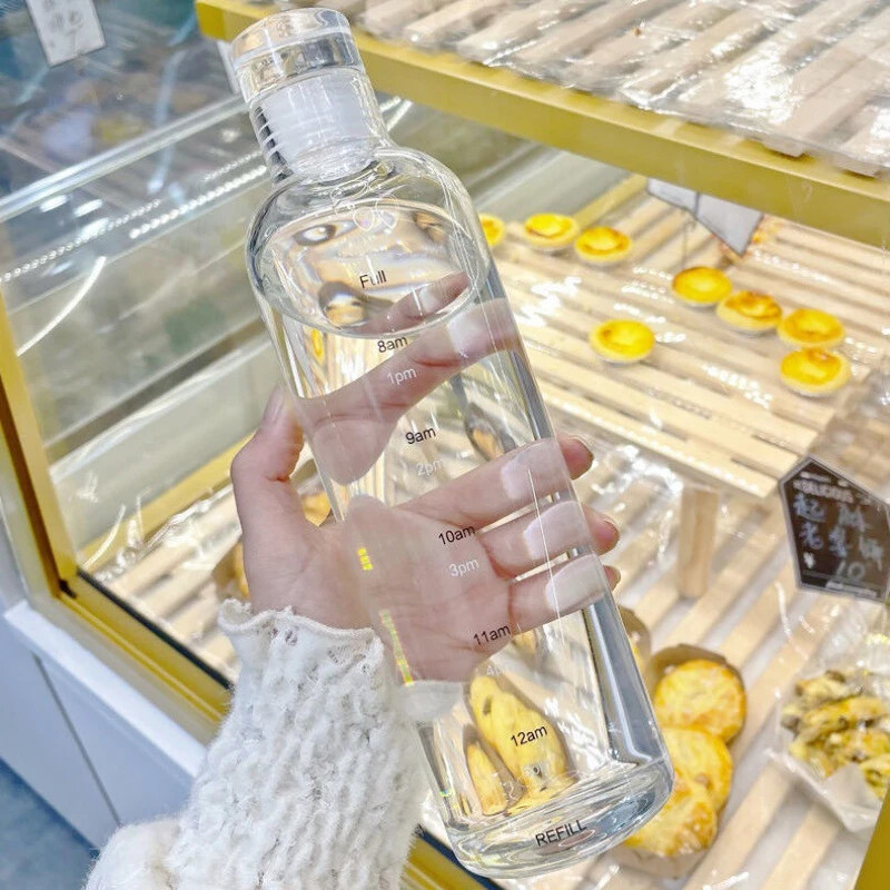 Najnovija čaša za vodu, sportska boca za vodu s vremenskom ljestvicom, plastični prijenosni spremnik za vodu za par, vanjska boca za vodu protiv pada