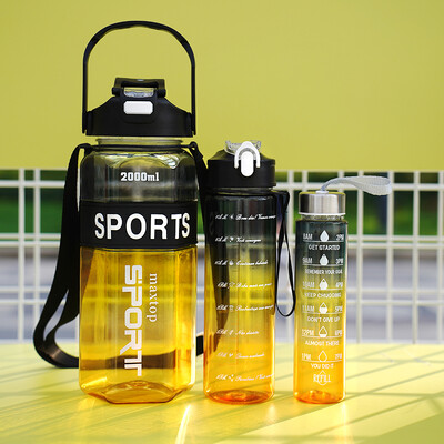 Šesterokutna 3-dijelna boca za vodu velikog kapaciteta s gradijentnom bojom za sportove na otvorenom, prijenosno dvostruko piće za aktivan stil života