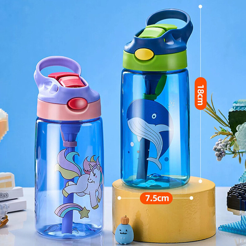 480 ml bērnu ūdens pudele ar salmiņiem bērniem ūdens sūcējs kauss bērniem plastmasas pudeles āra dzeršanai pudele skolēniem dzērienu trauki