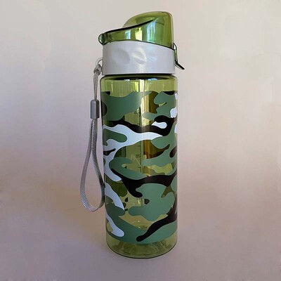 600 ml plastmasas kamuflāžas raksta ūdens pudele ar atveramu augšdaļu necaurlaidīgs sporta ūdens krūzes dzēriens ceļojumiem brīvā dabā