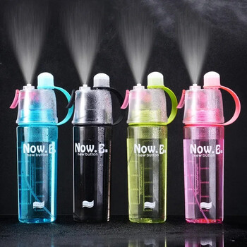 600ml Outdoor Sports Plastic Spray Water Bottle Μεγάλης χωρητικότητας Summer Creative Spray Cute μπουκάλι νερού Παιδικό μπουκάλι νερού