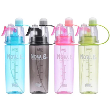 600ml Outdoor Sports Plastic Spray Water Bottle Μεγάλης χωρητικότητας Summer Creative Spray Cute μπουκάλι νερού Παιδικό μπουκάλι νερού