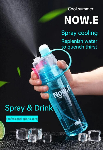 600ml Outdoor Sports Plastic Spray Water Bottle Μεγάλης χωρητικότητας Summer Creative Spray Cute μπουκάλι νερού Παιδικό μπουκάλι νερού