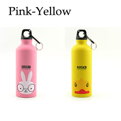 Sticla de apă pentru copii din desene animate Kawaii, ceașcă de aluminiu rezistentă la scurgeri, balon pentru sport în aer liber, ceainic, sticla de călătorie cu cataramă de transport