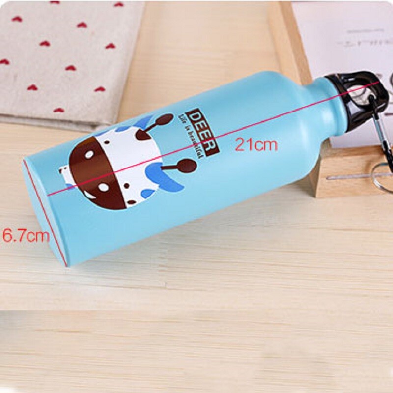 Sticla de apă pentru copii din desene animate Kawaii, ceașcă de aluminiu rezistentă la scurgeri, balon pentru sport în aer liber, ceainic, sticla de călătorie cu cataramă de transport