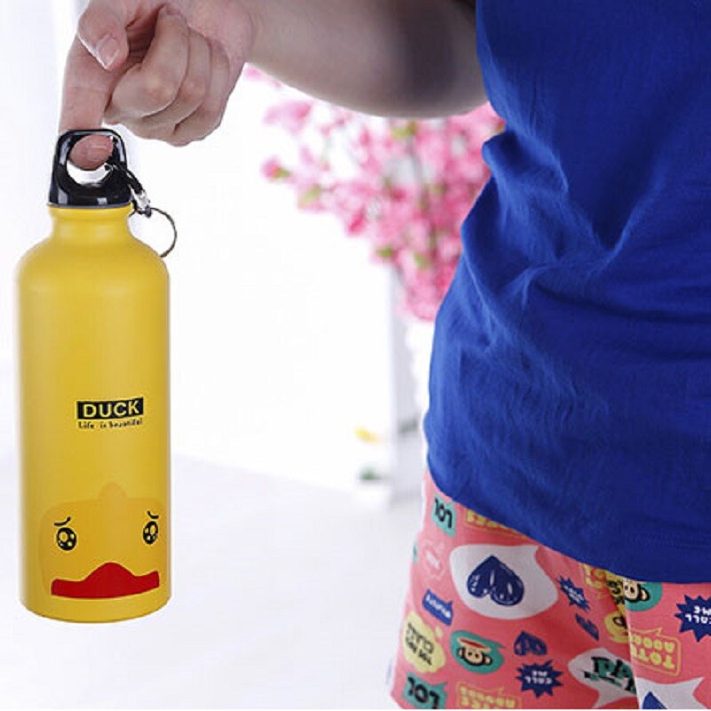 Sticla de apă pentru copii din desene animate Kawaii, ceașcă de aluminiu rezistentă la scurgeri, balon pentru sport în aer liber, ceainic, sticla de călătorie cu cataramă de transport