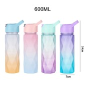 600 ml gradienta sporta ūdens pudele meitenēm plastmasas ūdens pudeles ar salmiem portatīvo dzeramo pudeli āra ceļojumu sporta zālei
