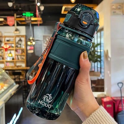 PC 1 litarska sportska boca za vodu velikog kapaciteta, slamčica na uvlačenje, šarena plastična čaša, prijenosna ručka 750/1000 ml