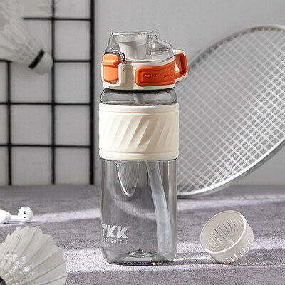 600 ml augstas kvalitātes tritāna materiāla ūdens pudele ar salmiņiem bez BPA, necaurlaidīga bērniem paredzēta dzeramā pudele studentiem āra sportam