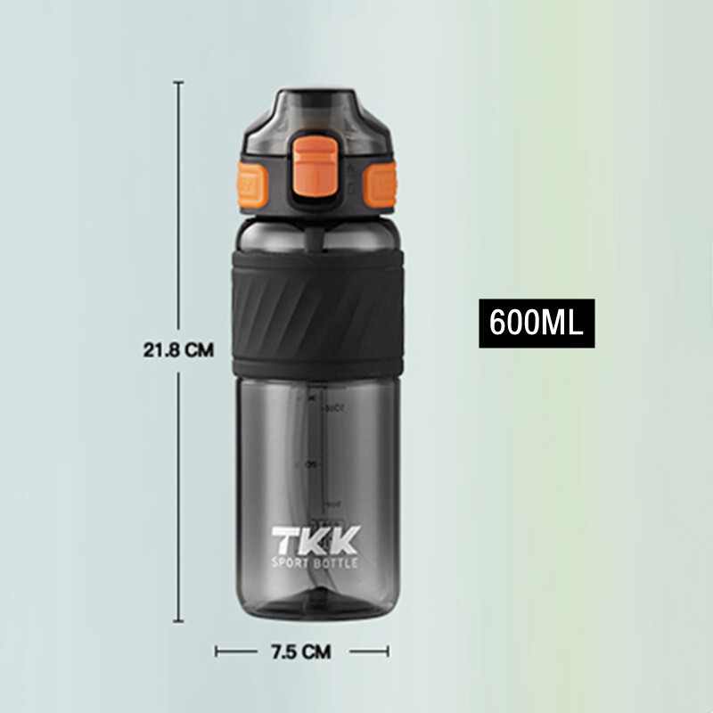 600 ml augstas kvalitātes tritāna materiāla ūdens pudele ar salmiņiem bez BPA, necaurlaidīga bērniem paredzēta dzeramā pudele studentiem āra sportam