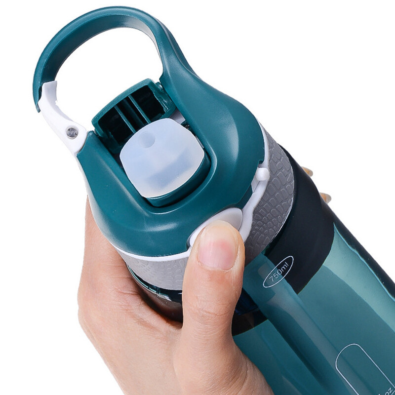 750 ml sporta ūdens pudele ar salmiņu kempingam pārgājieniem āra plastmasas caurspīdīga BPA pudele vīriešiem dzērieniem