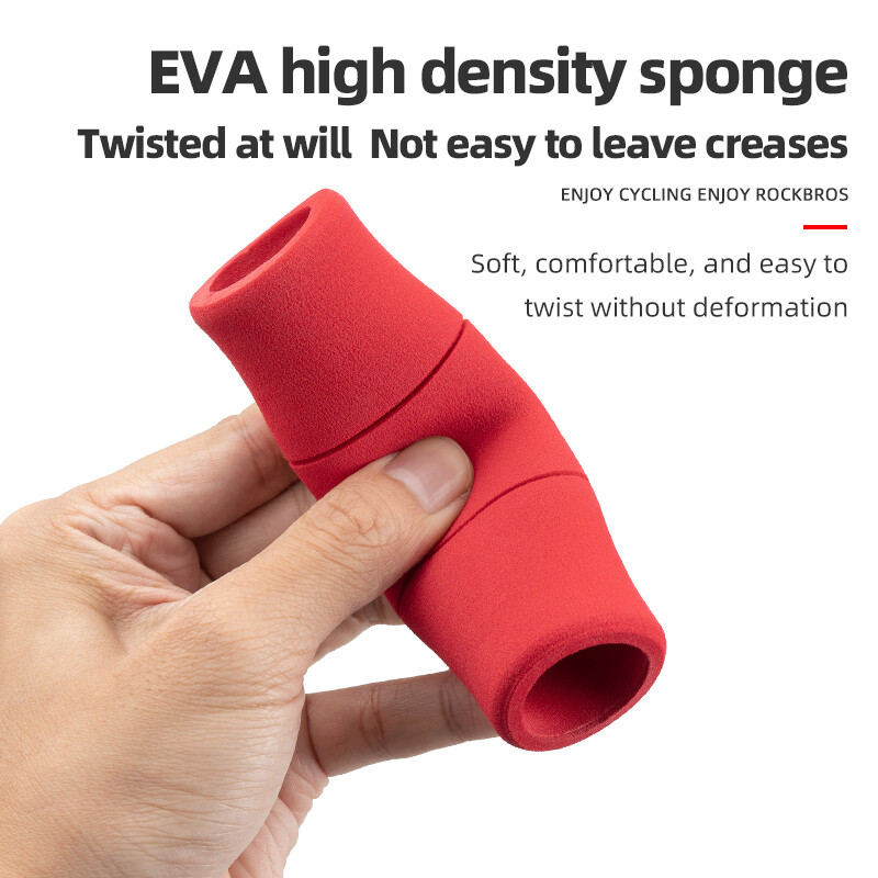 ROCKBROS velosipēda rokturi bambusa savienojuma velosipēda stūres rokturi ar putekļu aizbāzni, mīksti triecienizturīgi EVA alumīnija sakausējuma riteņbraukšanas roktura daļas