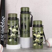 Kamuflažna boca za vodu od nehrđajućeg čelika velikog kapaciteta, ravna za piće na otvorenom, sportsko, putno kuhalo za vodu, metalna boca za vodu