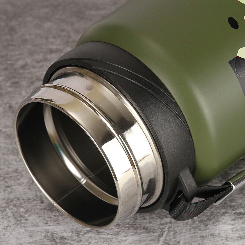 Kamuflažna boca za vodu od nehrđajućeg čelika velikog kapaciteta, ravna za piće na otvorenom, sportsko, putno kuhalo za vodu, metalna boca za vodu