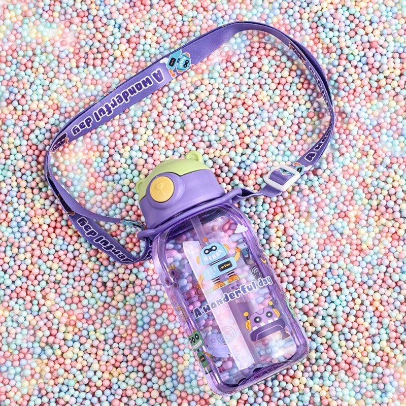 650 ml jauka bērnu ūdens pudele ar salmiem nesaturošu BPA necaurlaidīga āra pārnēsājama bērnu krūzes Skolas ūdens pudele bērniem