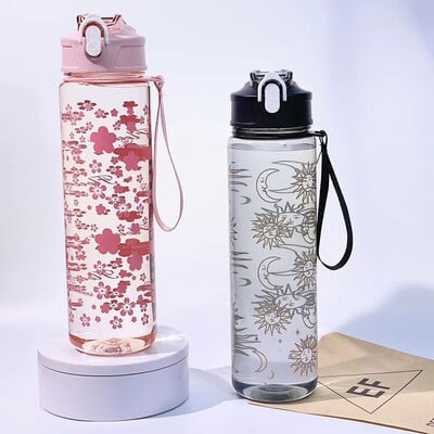 Boca za vodu velikog kapaciteta Cherry Blossom od 800 ML - slatka, prijenosna i otporna na brtvljenje za aktivnosti na otvorenom, PC materijal bez PVC-a