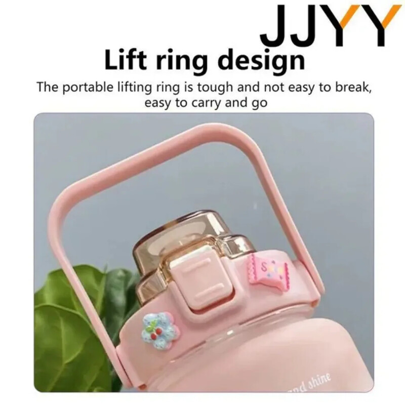 2000 ml lielas ietilpības ūdens pudele ar laika marķieri, plastmasas motivējoša ūdens pudele, dzeramā pudele sporta zālei āra sportam