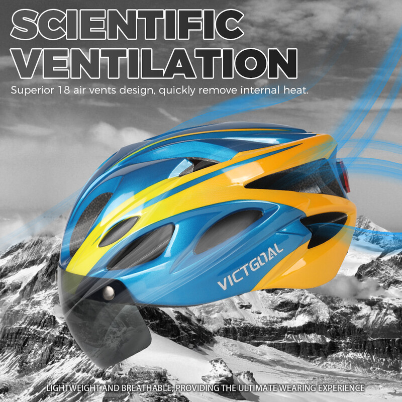 VICTGOAL Velosipēdu ķivere vīriešiem Aizmugurējais lukturis Magnētiskās aizsargbrilles UV400 Lens Saulessargs Riteņbraukšanas ķiveres MTB Elektriskā skrejriteņa velosipēda drošība