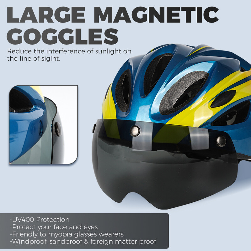 VICTGOAL Velosipēdu ķivere vīriešiem Aizmugurējais lukturis Magnētiskās aizsargbrilles UV400 Lens Saulessargs Riteņbraukšanas ķiveres MTB Elektriskā skrejriteņa velosipēda drošība