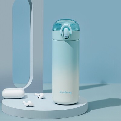 350 ml/420 ml dubultā nerūsējošā tērauda vakuuma kolba ar salmu krāsu maināmu dizainu, pārnēsājams jauks termosa krūze meitenei studentu krūze