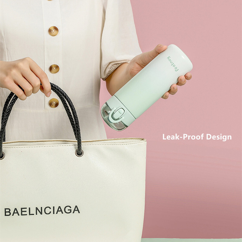 350 ml/420 ml dubultā nerūsējošā tērauda vakuuma kolba ar salmu krāsu maināmu dizainu, pārnēsājams jauks termosa krūze meitenei studentu krūze