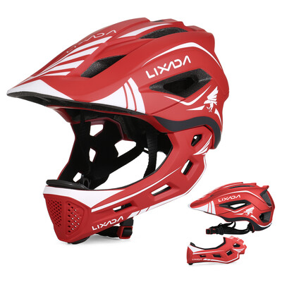 Lixada Kids Noņemama pilna sejas ķivere Bērnu sporta drošības Velosipēdu ķivere Aizsargpiederumi Riteņbraukšana Skeitbords Skrituļslidošana