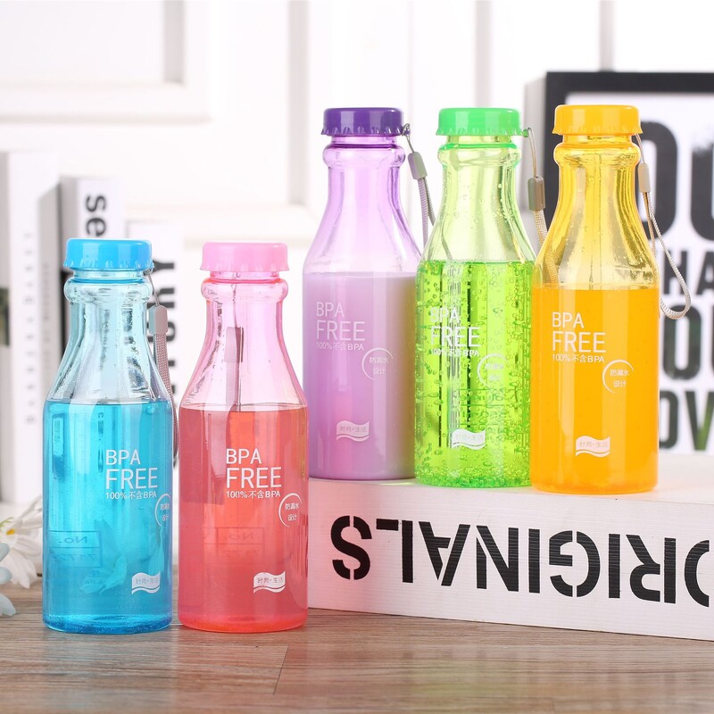 Kristāla ūdens pudele, caurspīdīga, matēta, necaurlaidīga plastmasas tējkanna 550 ml pārnēsājama ūdens pudele ceļojumu jogas skriešanas kempingam