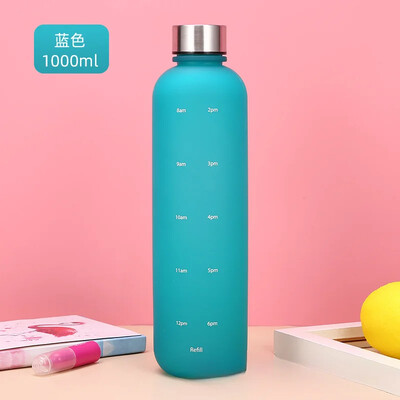 Jauna 1L pudele ar laika marķieri 32 OZ Motivējoša Atkārtoti lietojama Fitnesa Sports Brīvdabas Ceļojumi Necaurlaidīga BPA nesaturoša matēta plastmasa