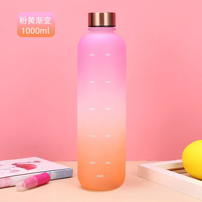 Jauna 1L pudele ar laika marķieri 32 OZ Motivējoša Atkārtoti lietojama Fitnesa Sports Brīvdabas Ceļojumi Necaurlaidīga BPA nesaturoša matēta plastmasa