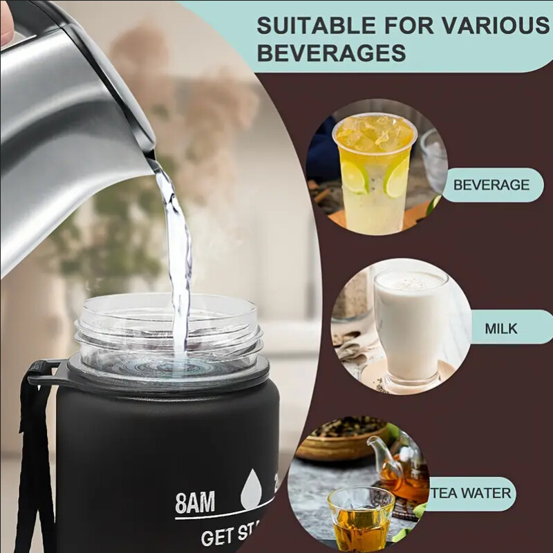 Sporta ūdens pudele ar laika izsekošanas salmu noplūdi necaurlaidīgu aizslēdzamu vāciņu vieglai pārnēsāšanai, ideāli piemērota piedzīvojumiem brīvā dabā