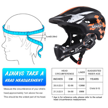 LIXADA Детска велосипедна каска Подвижна каска за цялото лице Регулируема велосипедна каска за деца Колоездене