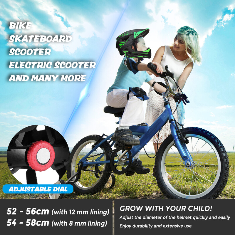 Lixada Kids noņemama pilna sejas ķivere bērnu sporta drošības velosipēdistu ķiveres aizsargaprīkojums riteņbraukšanai skeitborda rullī