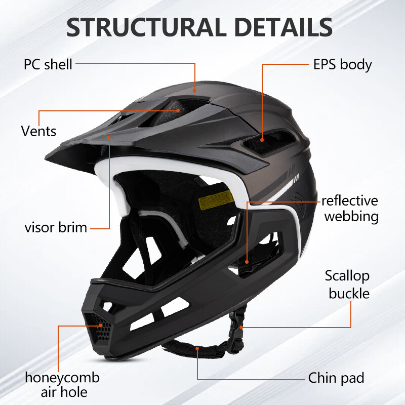 Eastinear jaunā pieaugušo velosipēdistu ķivere ar visu seju, noņemama āra sporta motociklu skeitborda braukšanas ķivere aizsargā galvu