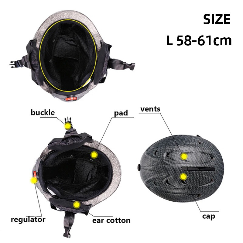 MOON īpaši vieglas slēpošanas ķiveres, 58–61 cm, cepure veidnēs. Drošības skeitborda ķiveres ar noņemamu ausu polsterējumu pieaugušajiem paredzētajām ziemas precēm Bleiks