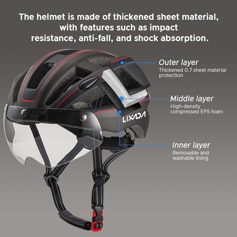 Lixada kalnu velosipēdistu ķivere Vieglas veloķiveres ar noņemamām magnētiskām brillēm un aizmugurējo gaismu