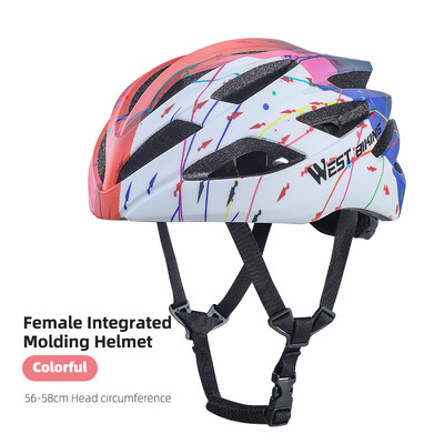 WEST BIKING Sieviešu riteņbraukšanas ķivere daudzkrāsu integrēta viegla ķivere Aerodinamiskā šosejas velosipēdistu ķivere Sieviešu skeitborda ķiveres