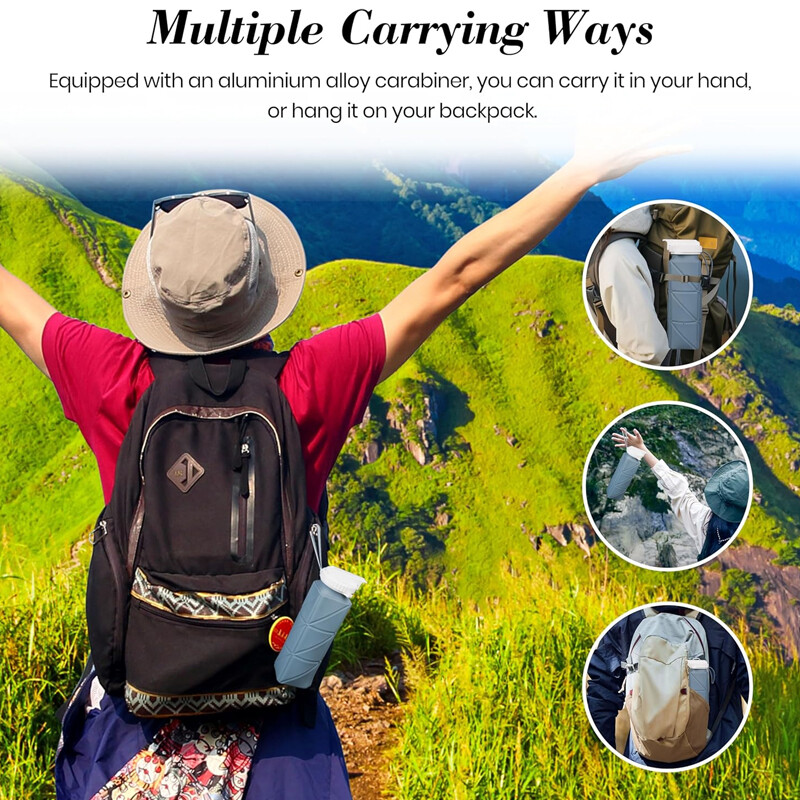 Saliekama ūdens pudele ar necaurlaidīgu vārstu, atkārtoti lietojama silikona ūdens pudele ceļojumiem, sporta zālei, kempingam, sportam