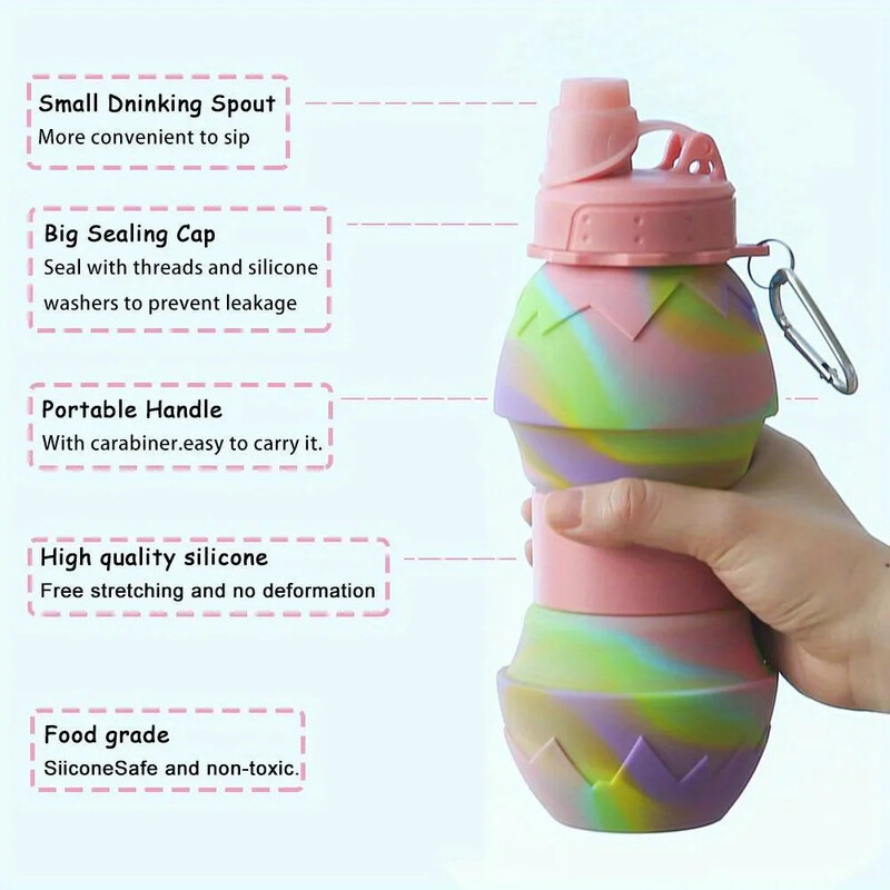 Jauna Silikona āra izvelkama sporta tējkanna ūdens pudele pārrobežu Lieldienu olu čaumalu saliekamā ūdens kauss 700 ml ūdens pudele