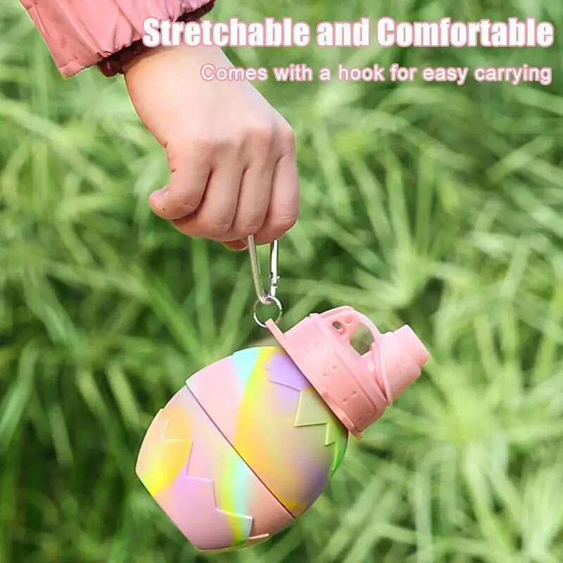 Jauna Silikona āra izvelkama sporta tējkanna ūdens pudele pārrobežu Lieldienu olu čaumalu saliekamā ūdens kauss 700 ml ūdens pudele