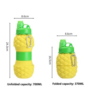 Πτυσσόμενο μπουκάλι νερού σε σχήμα ανανά επαναχρησιμοποιούμενο μπουκάλι νερού σιλικόνης Υπαίθριο Φορητό κύπελλο νερού ορειβασίας ταξιδιού