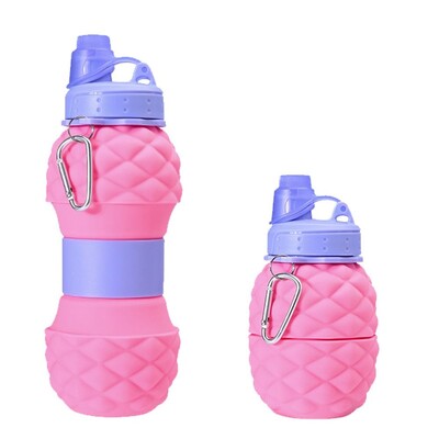 Ananāsa formas salokāma ūdens pudele atkārtoti lietojama silikona ūdens pudele āra alpīnisma ceļojumiem pārnēsājams pārgājienu ūdens kauss